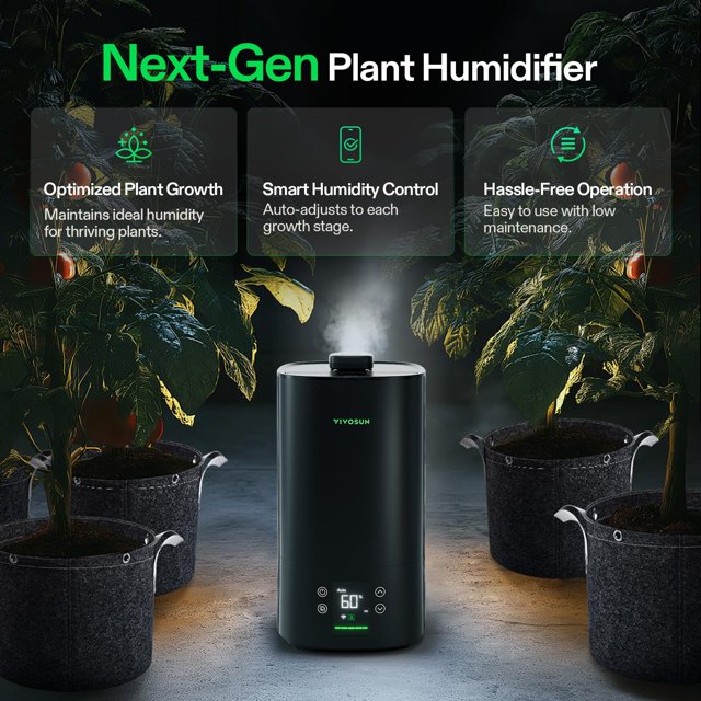 VIVOSUN AeroStream H05 – Humidificador Inteligente WiFi 5L con Sensor Temperatura y Humedad | Contmrol VPD