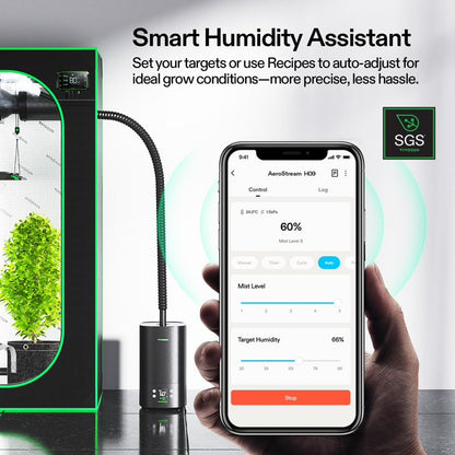 VIVOSUN AeroStream H05 – Humidificador Inteligente WiFi 5L con Sensor Temperatura y Humedad | Contmrol VPD