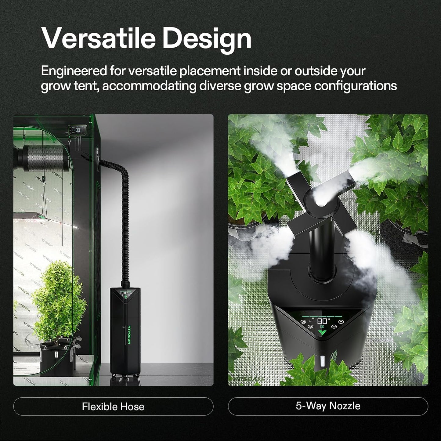 VIVOSUN AeroStream H19 – Humidificador Inteligente 19L WiFi con Sonda de Temperatura y Humedad para Grow Tent