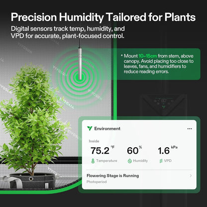 VIVOSUN AeroStream H19 – Humidificador Inteligente 19L WiFi con Sonda de Temperatura y Humedad para Grow Tent