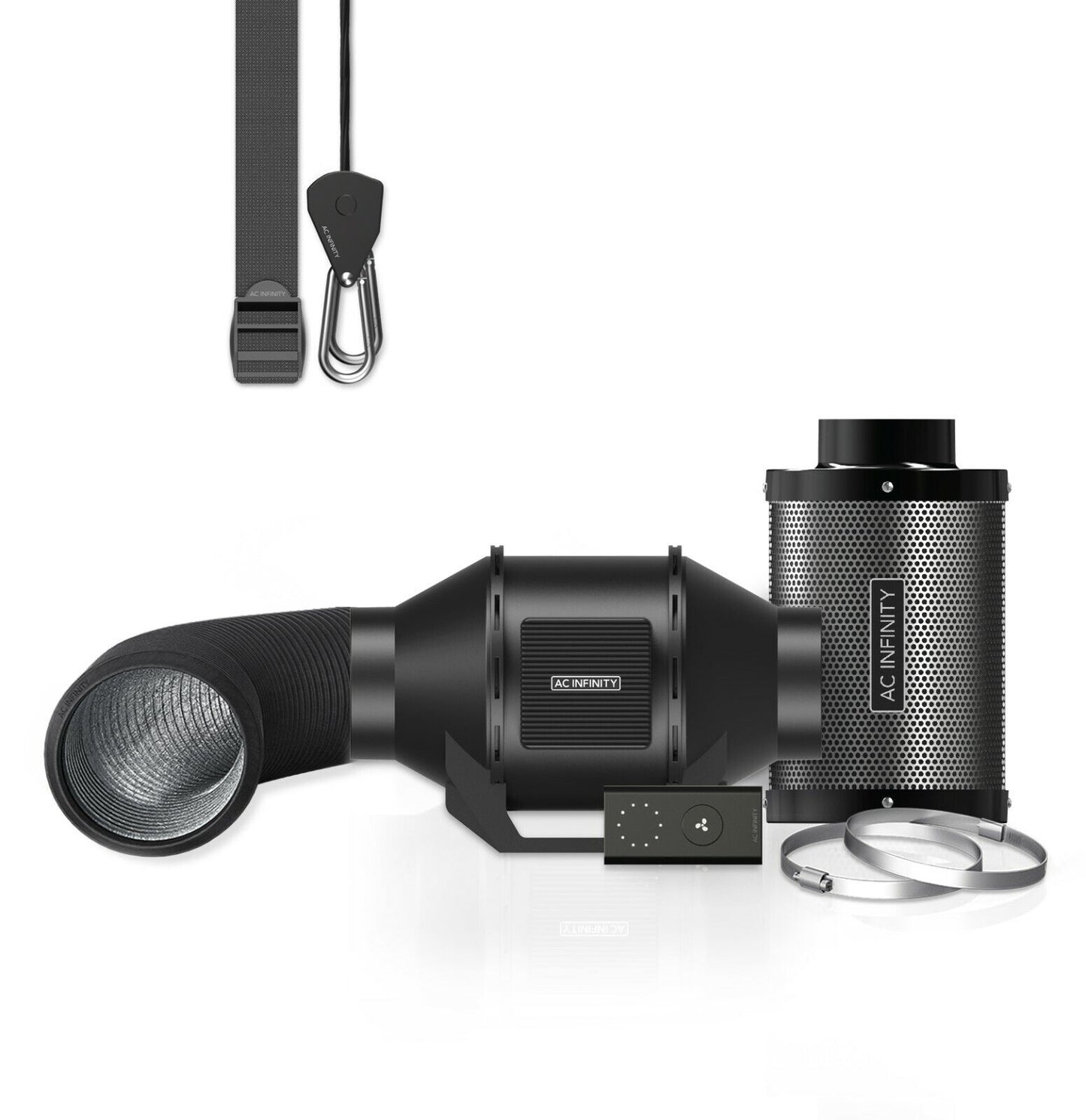 CloudLine  4" | AC Infinity - Kit Completo De Ventilación Con Controlador, Extractor, Ducto, Ganchos Y Filtro De Carbon