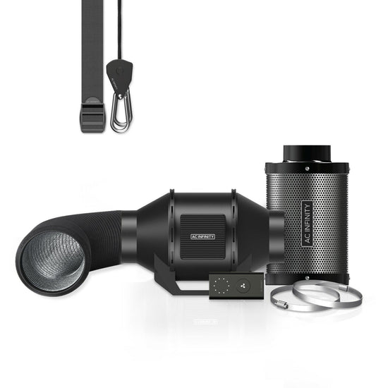 CloudLine  4" | AC Infinity - Kit Completo De Ventilación Con Controlador, Extractor, Ducto, Ganchos Y Filtro De Carbon