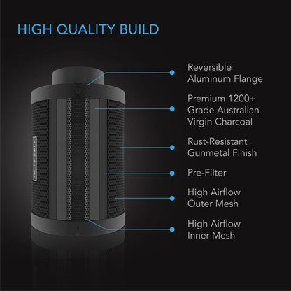 Ac Infinity filtro de carbono rellenable 4 pulgadas 10cm x 25cm control de olor