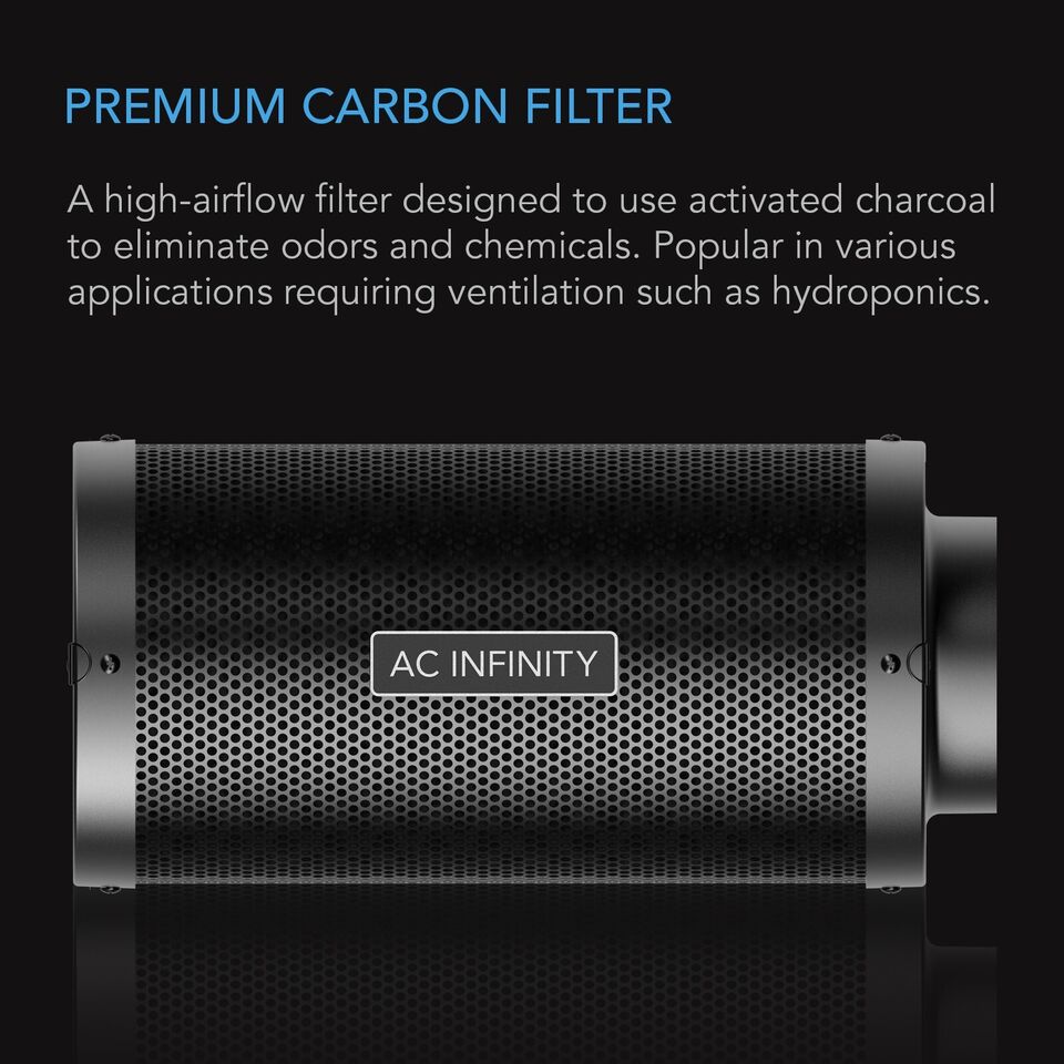 Filtro De Aire De Carbón De 8" | AC Infinity - Filtro Rellenable Para Ventilación Y Control De Olores