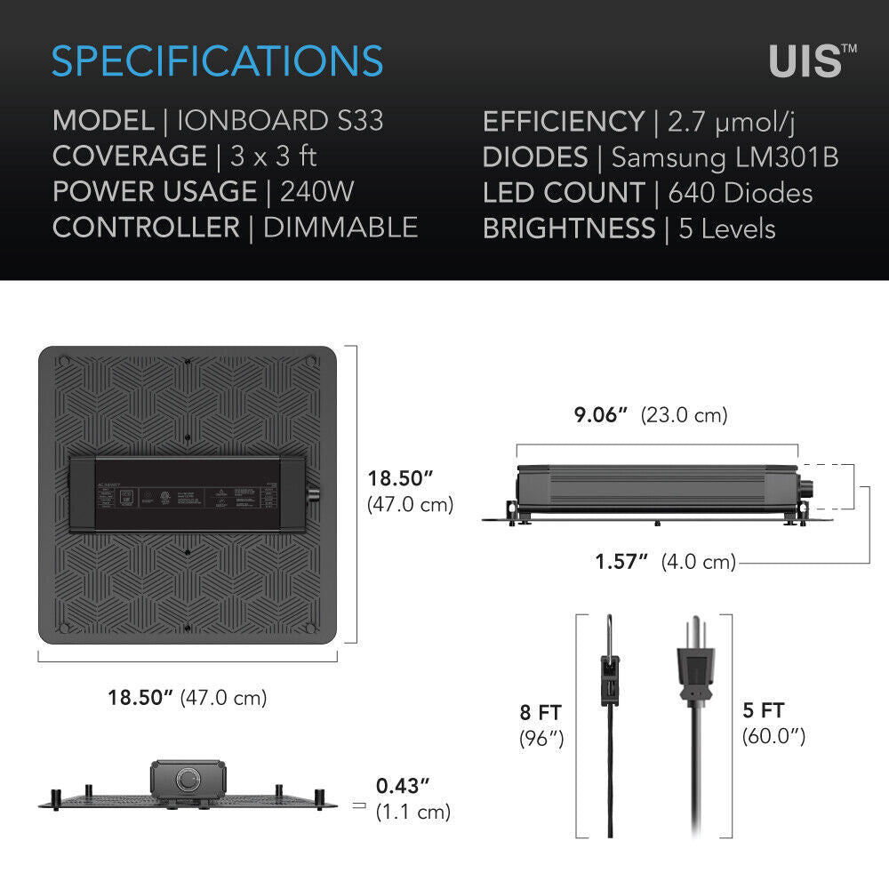 IONBOARD S33 | AC Infinity - Lampara De Cultivo De Espectro Completo