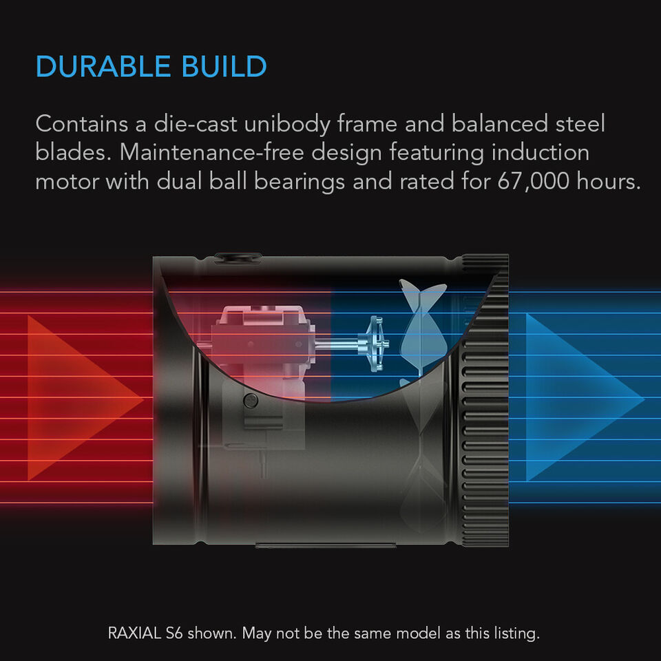 RAXIAL S6 | AC Infinity - Intractor Ventilador De Turbina De 6" Con Regulador