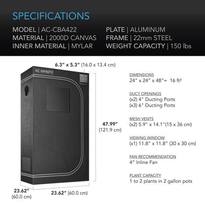 ICarpa de cultivo indoor Ac Infinity para sistema automatizado CLOUDLAB 422 grow tent autocultivo