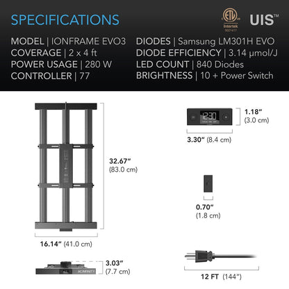 Ac Infinity lampara cultivo barras led profesional IONFRAME EVO3 full spectrum