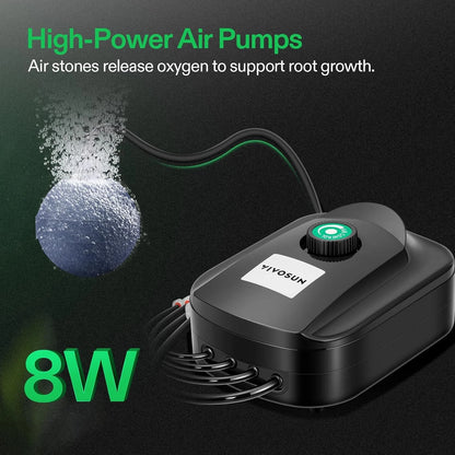 Sistema Hidropónico DWC VIVISUN – Kit de 8 / 4 / 2 / 1, Cubetas de 5 Galones con bomba de aire.