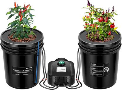 Sistema Hidropónico DWC VIVISUN – Kit de 8 / 4 / 2 / 1, Cubetas de 5 Galones con bomba de aire.