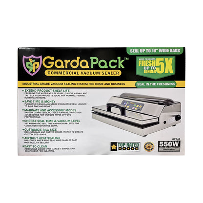 GARDAPACK GP743 Selladora al Vacío Comercial de 16" Conserva Tus Productos Por Hasta 5 Veces Mas Tiempo