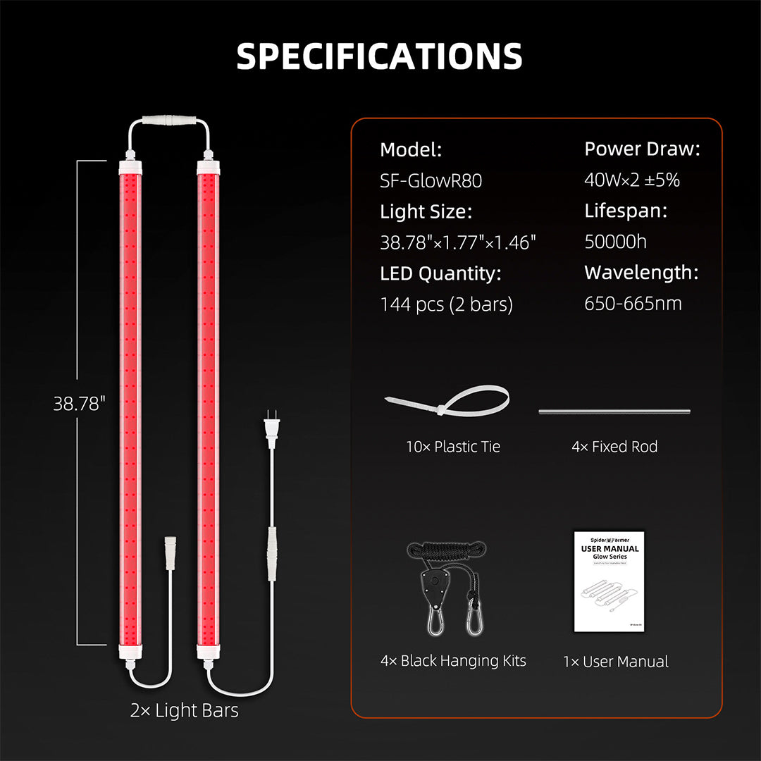 Spider Farmer | GlowR80 lámpara LED suplementaria espectro rojo profundo