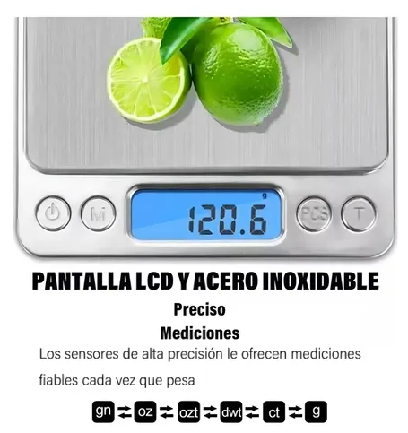 Gramera Digital de alta precision 0.1 a 1000g para medicion de nutrientes