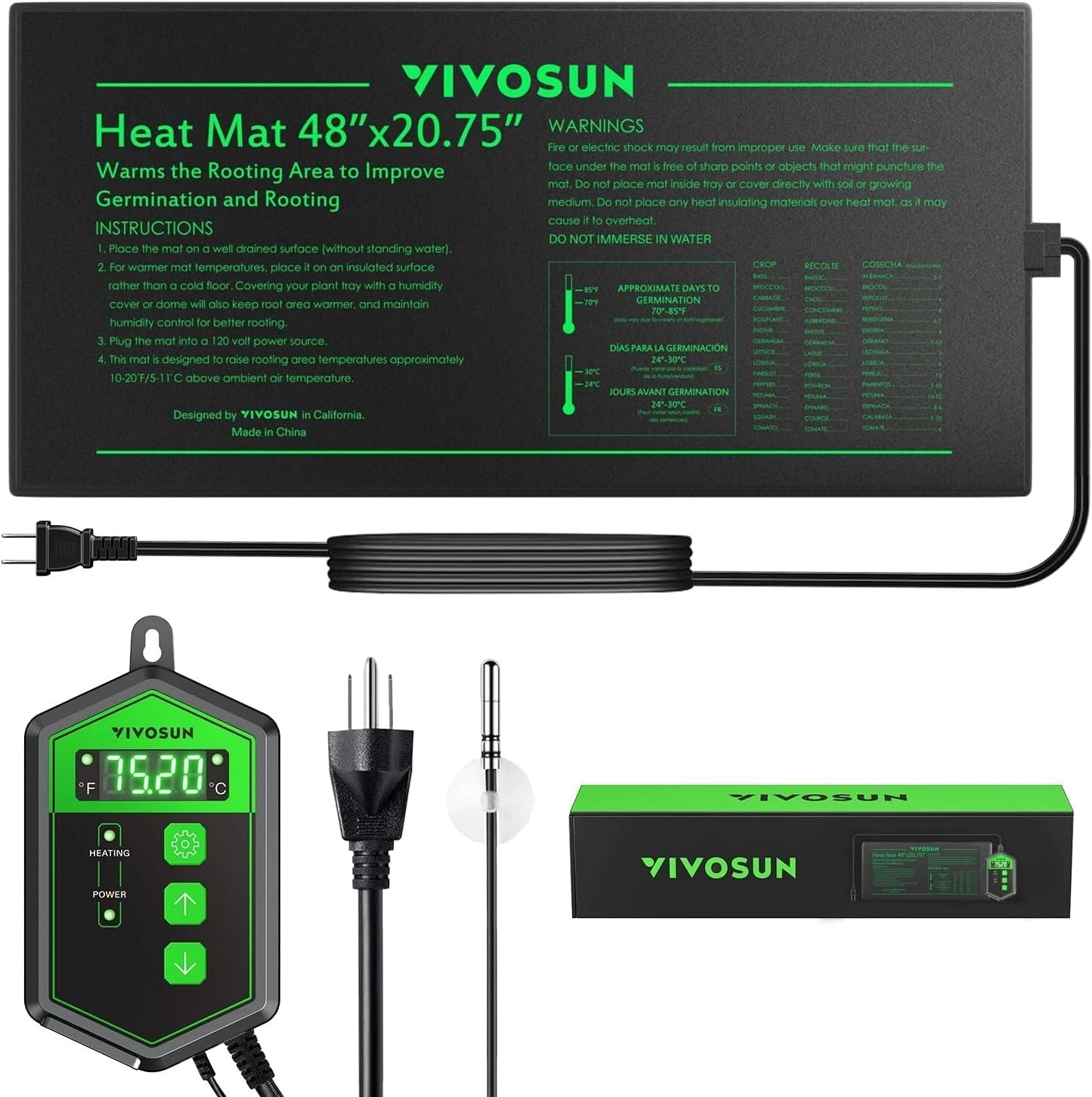 VIVOSUN Tapete térmico para plantas con termostato, almohadilla térmica para plantas