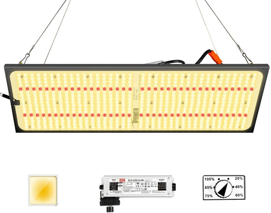 Lámpara de cultivo LED 240W | iPower - Quantum Board Con Espectro Completo Y Regulador