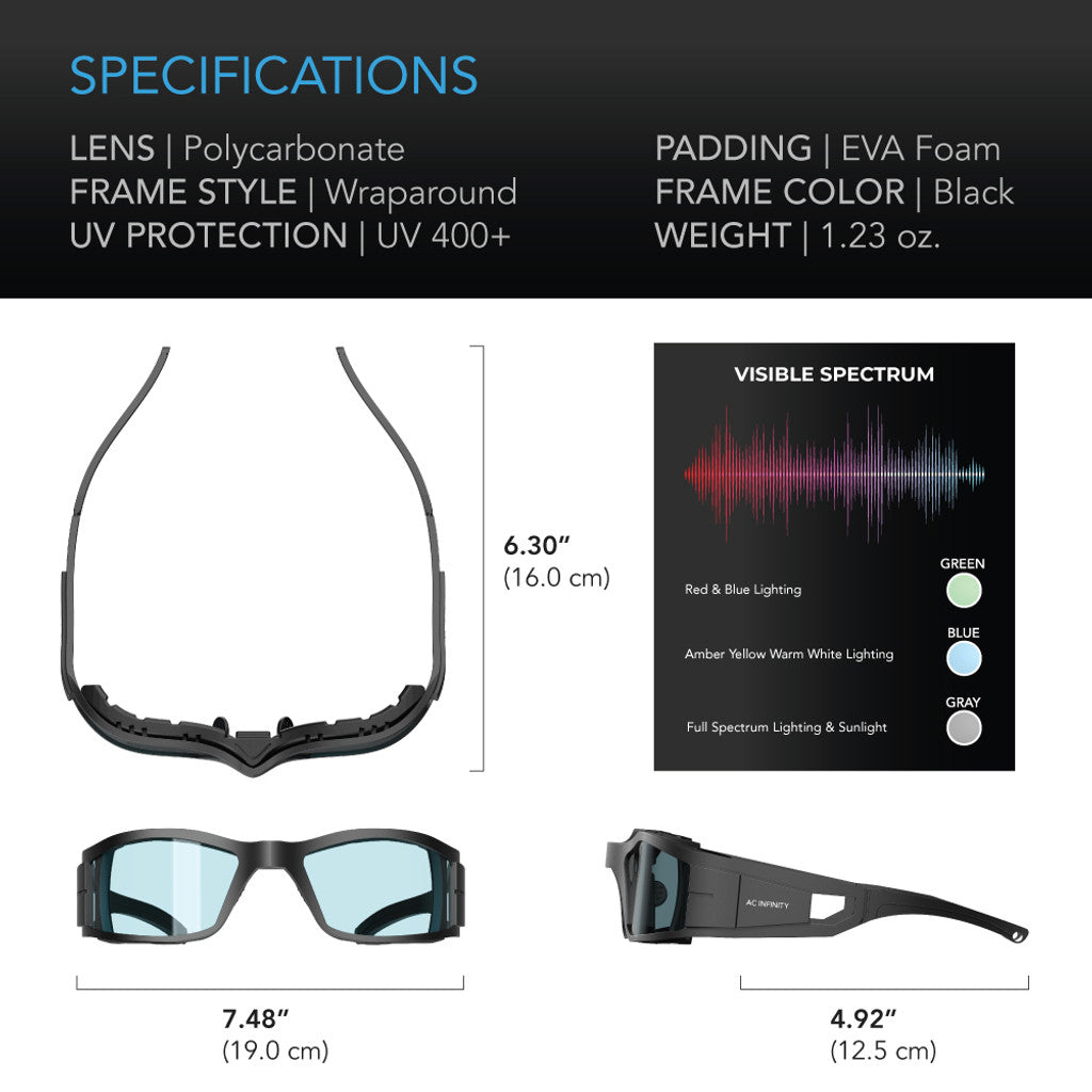 AC Infinity lentes para cuarto de cultivo pro gafas protectoras de rayos UVA/UVB luz intensa de lámpara de cultivo