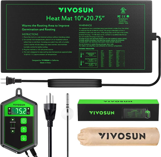 VIVOSUN Tapete térmico para plantas con termostato, almohadilla térmica para plantas
