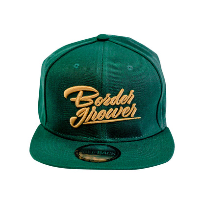 Gorra Oficial | Border Grower Clothing - Cachucha Tipo Snapback Verde Con Letras Doradas