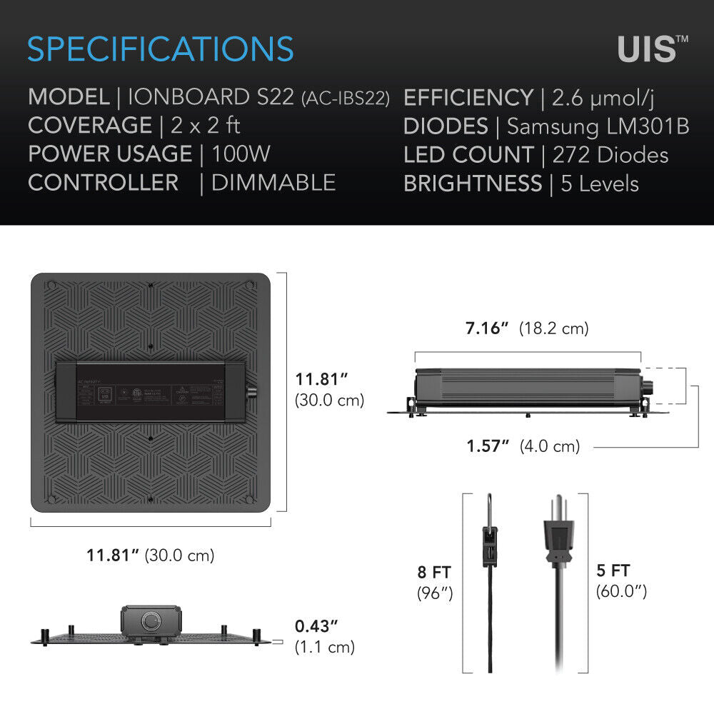 IONBOARD S22 | AC Infinity - Lampara De Cultivo Profesional Con Regulador De Potencia