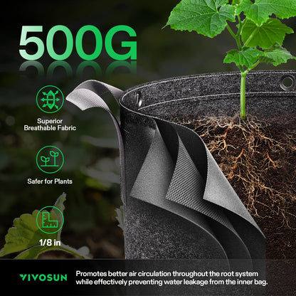 Macetas PREMIUM de Tela agropot VIVOSUN 5 pack - 3,5,7,10,15,25 Gal