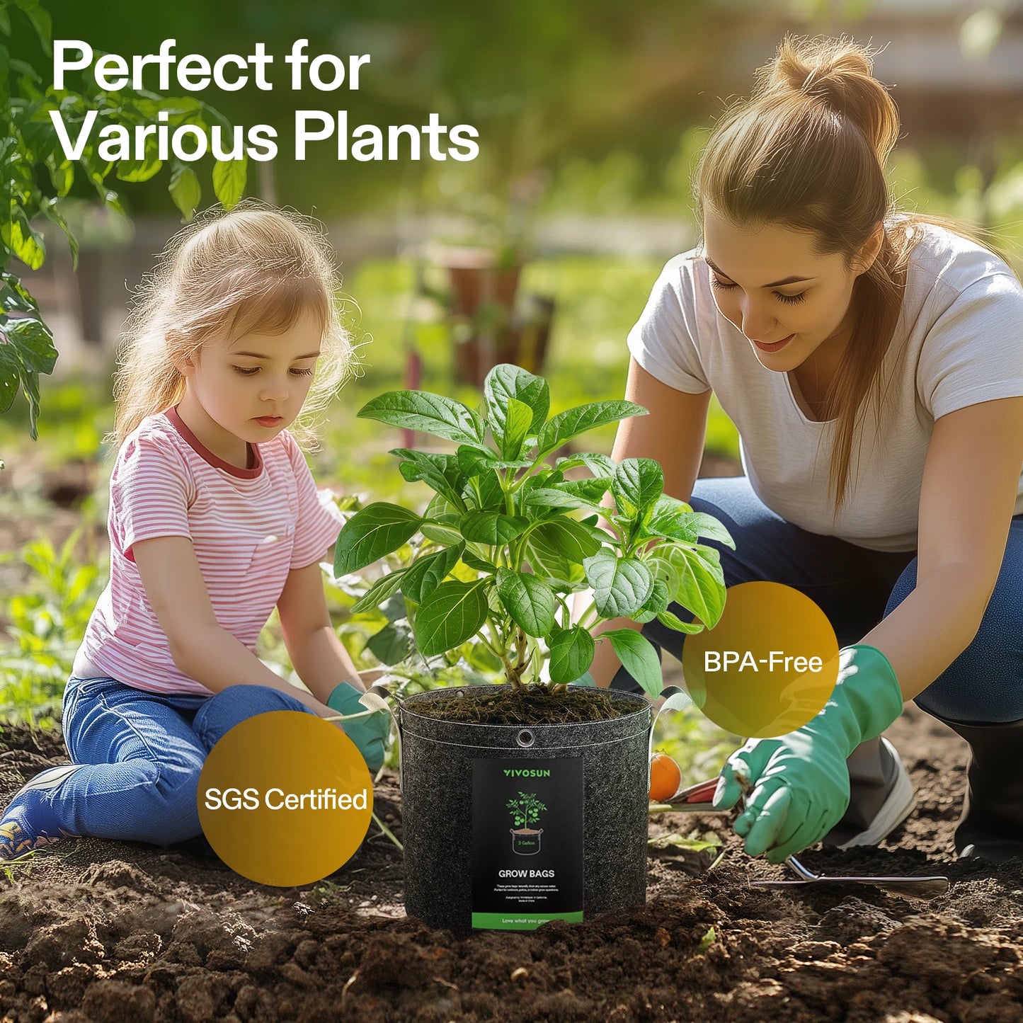Macetas PREMIUM de Tela agropot VIVOSUN 5 pack - 3,5,7,10,15,25 Gal