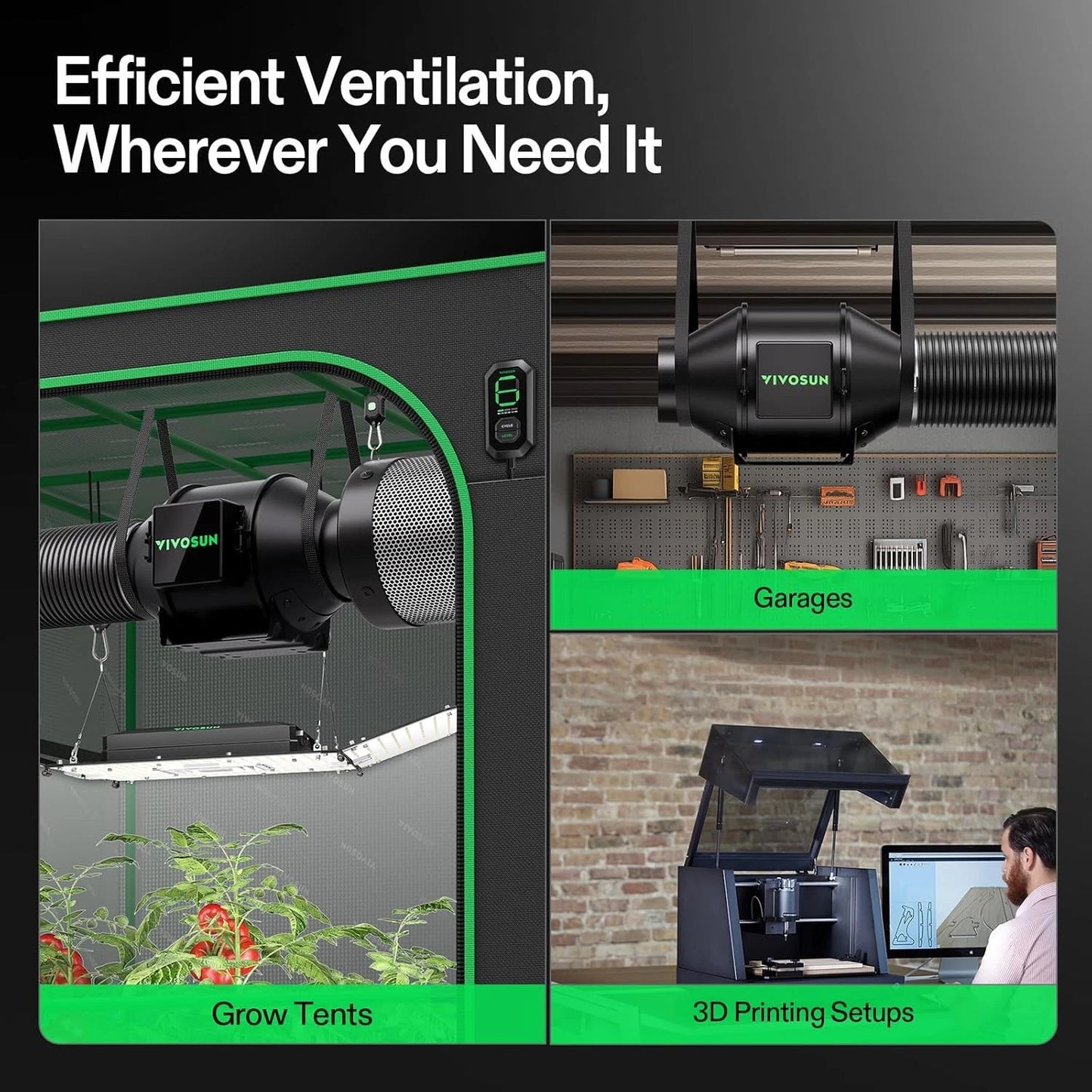 VIVOSUN Kit Extracción G LINE 4/6/8 pulgadas  Inteligente – Inline Fan