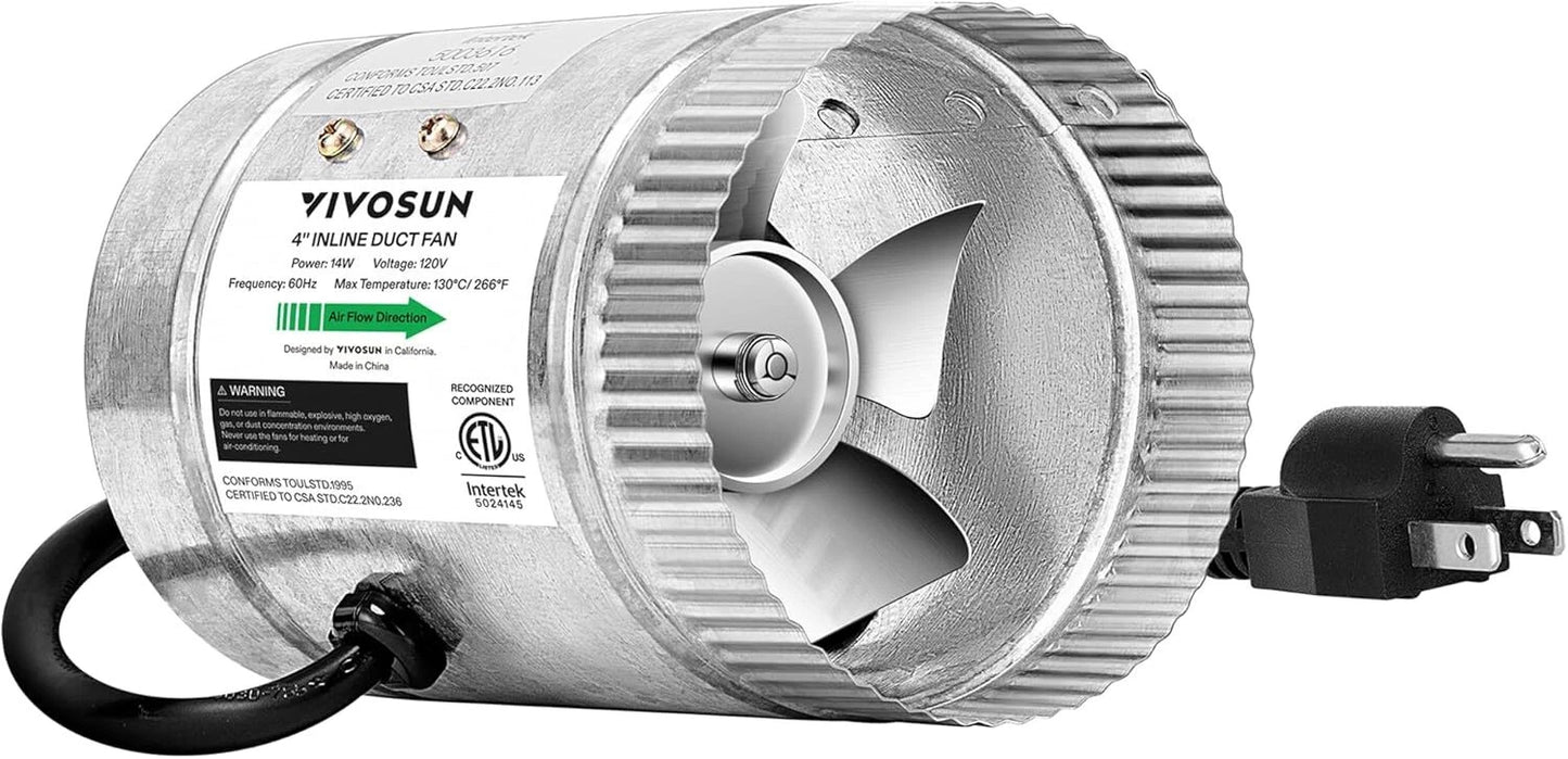 Intractor Ventilador De Turbina De 4"/6"/8" 100/240/420 CFM | VIVOSUN