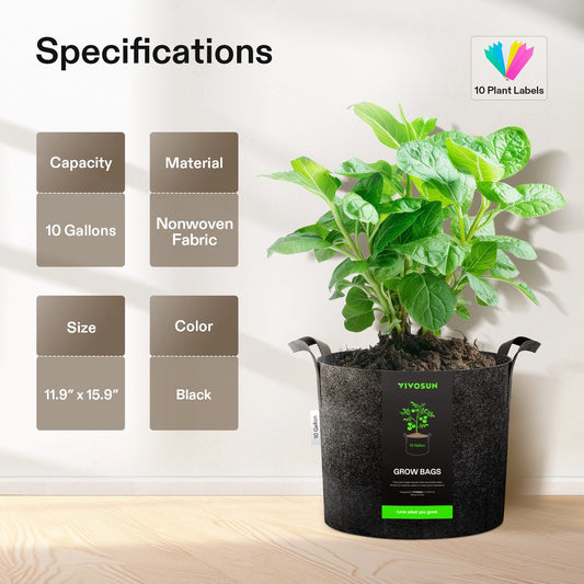 Macetas de Tela super resistentes de 10 Galones VIVOSUN 4 pack