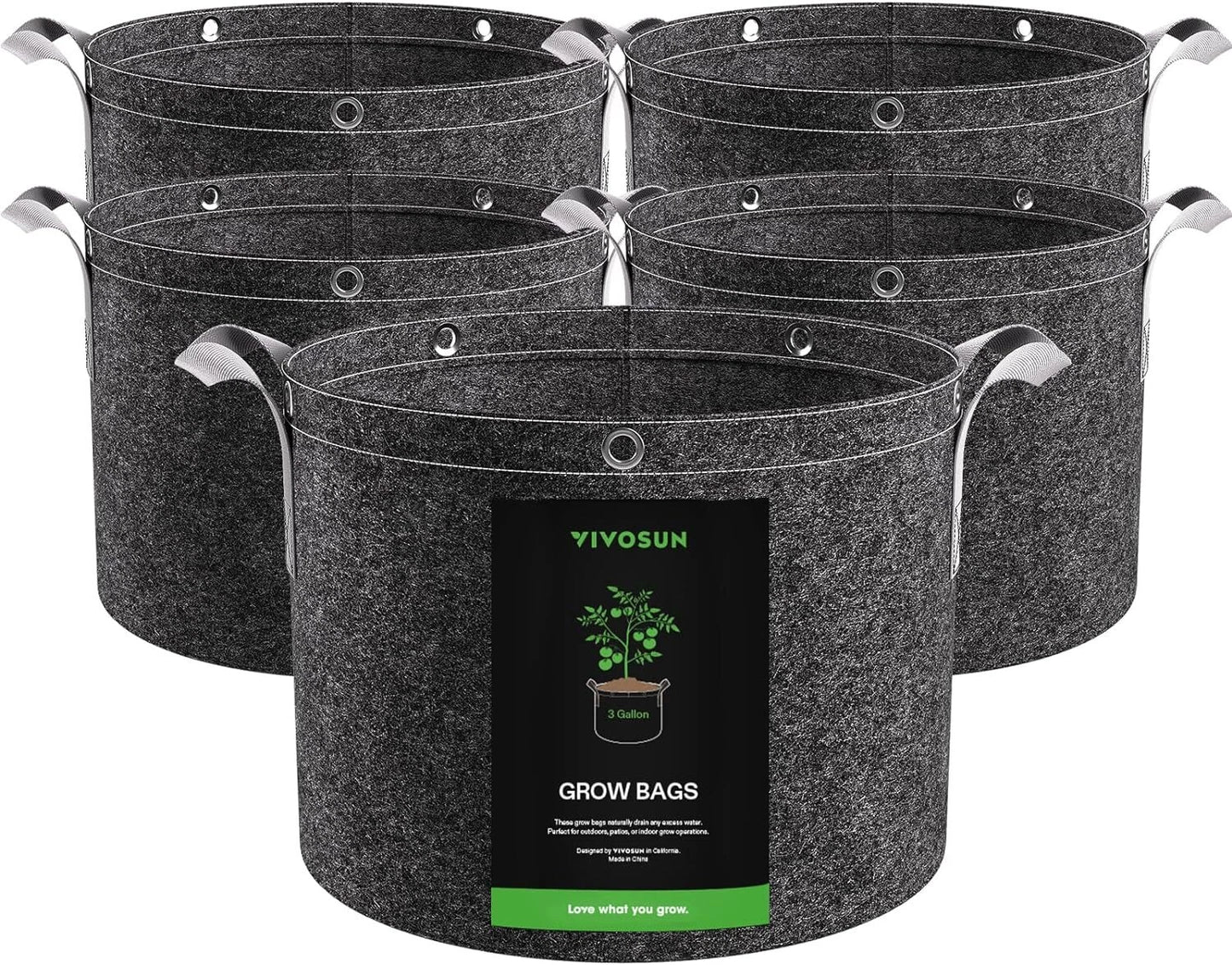 Macetas PREMIUM de Tela agropot VIVOSUN 5 pack - 3,5,7,10,15,25 Gal
