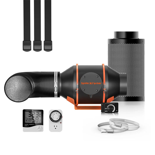 Kit De Ventilación 4" | Spider Farmer + Higrómetro Y Temporizador