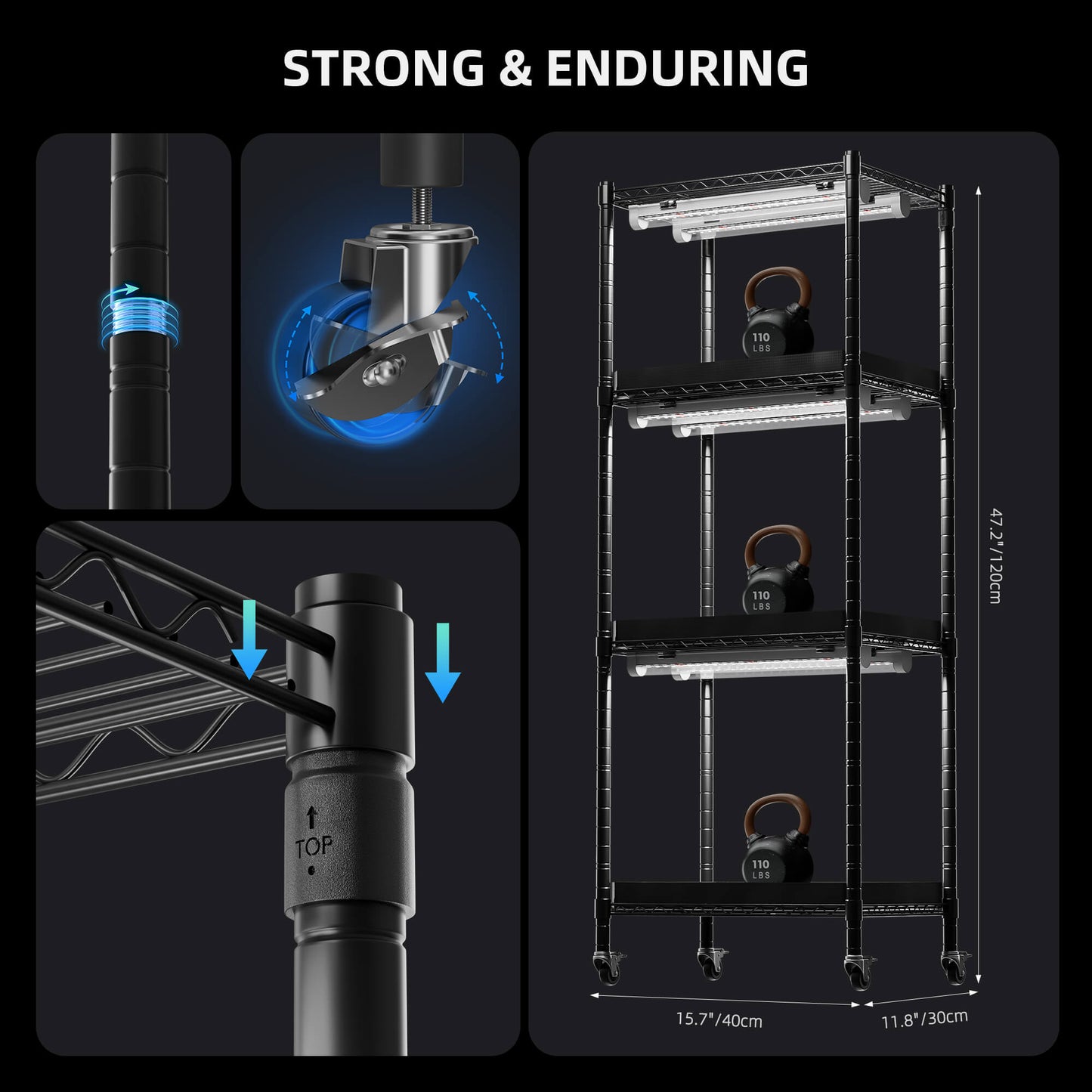 Soporte para plantas Spider Farmer de 4 niveles con luces de cultivo de 54 W