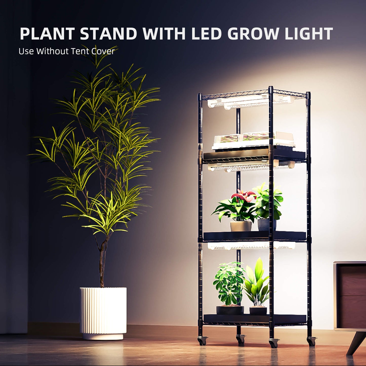Soporte para plantas Spider Farmer de 4 niveles con luces de cultivo de 54 W