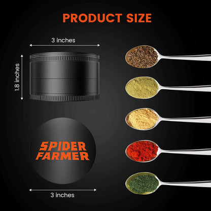 Spider Farmer | Grinder metálico 3 capas – Molinillo de hierbas y especias