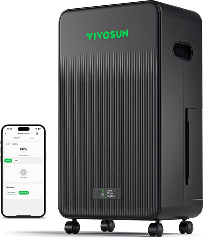 VIVOSUN AeroDrain D12 - Deshumidificador Inteligente WiFi + sensor Temperatura/Humedad para Grow Tent