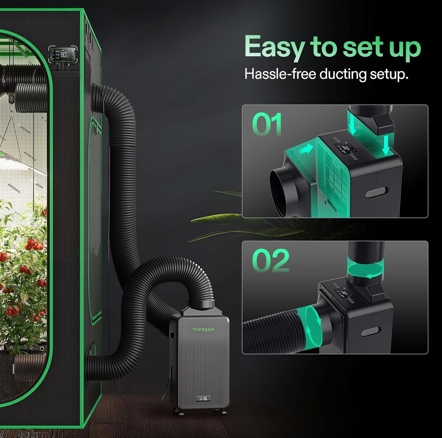 VIVOSUN AeroDrain D12 - Deshumidificador Inteligente WiFi + sensor Temperatura/Humedad para Grow Tent