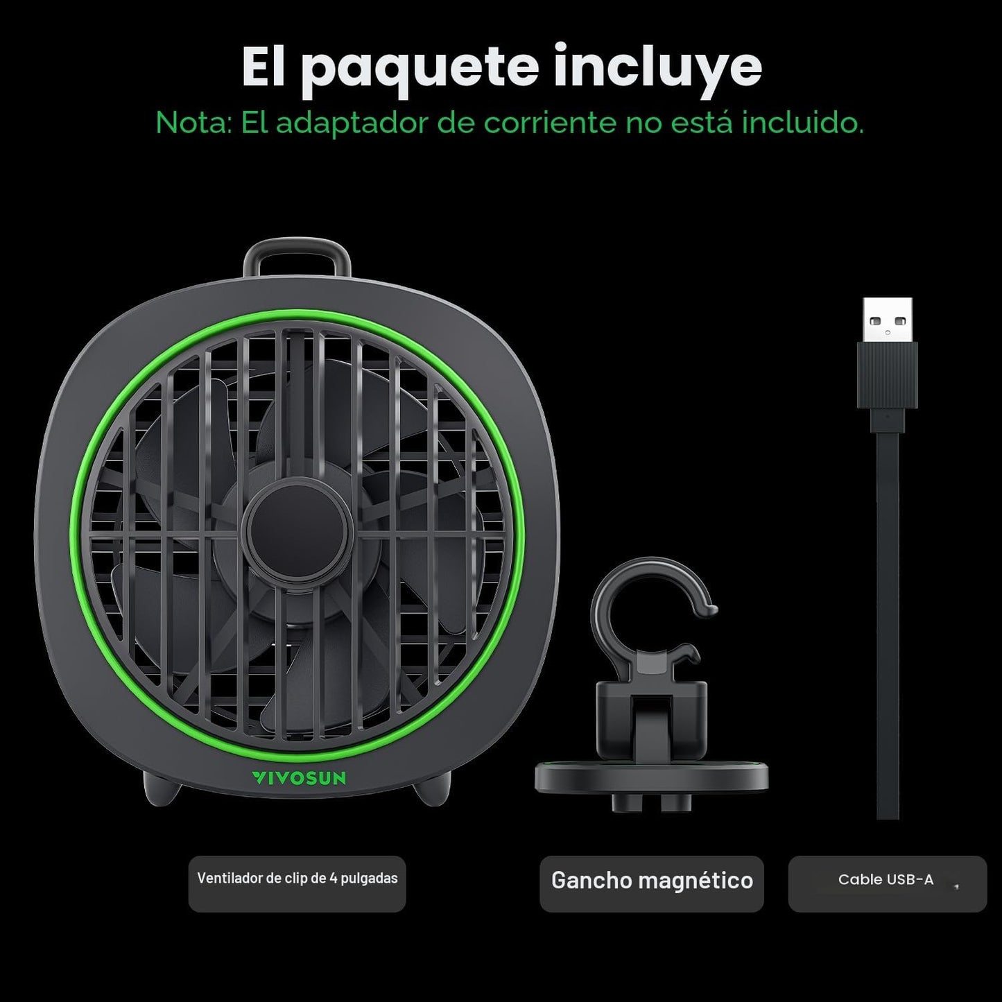 VIVOSUN Ventilador Clip-On 4 pulgadas DC 85 CFM 35 dBA | 3 Velocidades