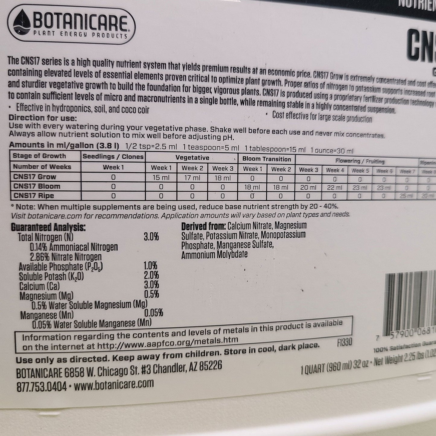 CNS17 GROW | Botanicare - Nutrientes y aditivos Botanicare con TODO en una fórmula para vegetación