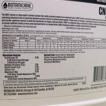 CNS17 GROW | Botanicare - Nutrientes y aditivos Botanicare con TODO en una fórmula para vegetación