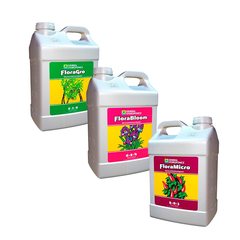 Serie Flora Trio: Micro, Grow Y Bloom | General Hydroponics - Fertilizante Base Para Vegetación Y Floración.