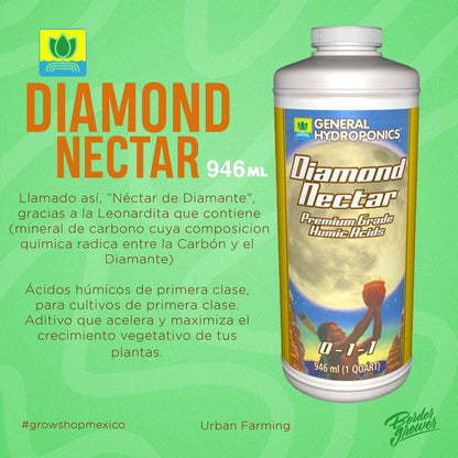 DIAMOND NECTAR | General Hydroponics - Ácidos Húmicos Y Fúlvicos, Mejora La Salud Y Desarrollo De Tus Plantas