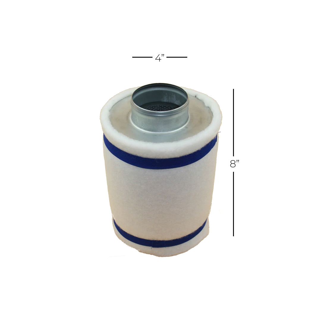 Sistema de control de olor con Filtro 4" x 8", extractor en linea metal rígido y ducto