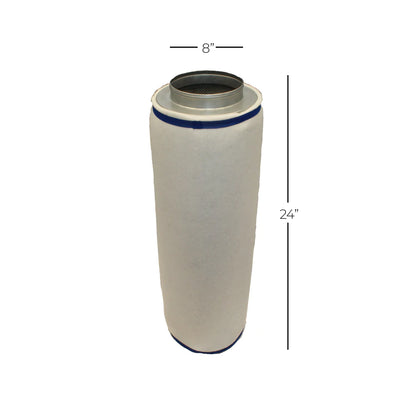 Sistema de control de olor con Filtro 8" x 24", extractor en linea metal rígido y ducto