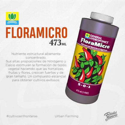 SERIE FLORA MICRO | General Hydroponics - Multi Etapa Mejora Crecimiento Y Desarrollo De Raíz