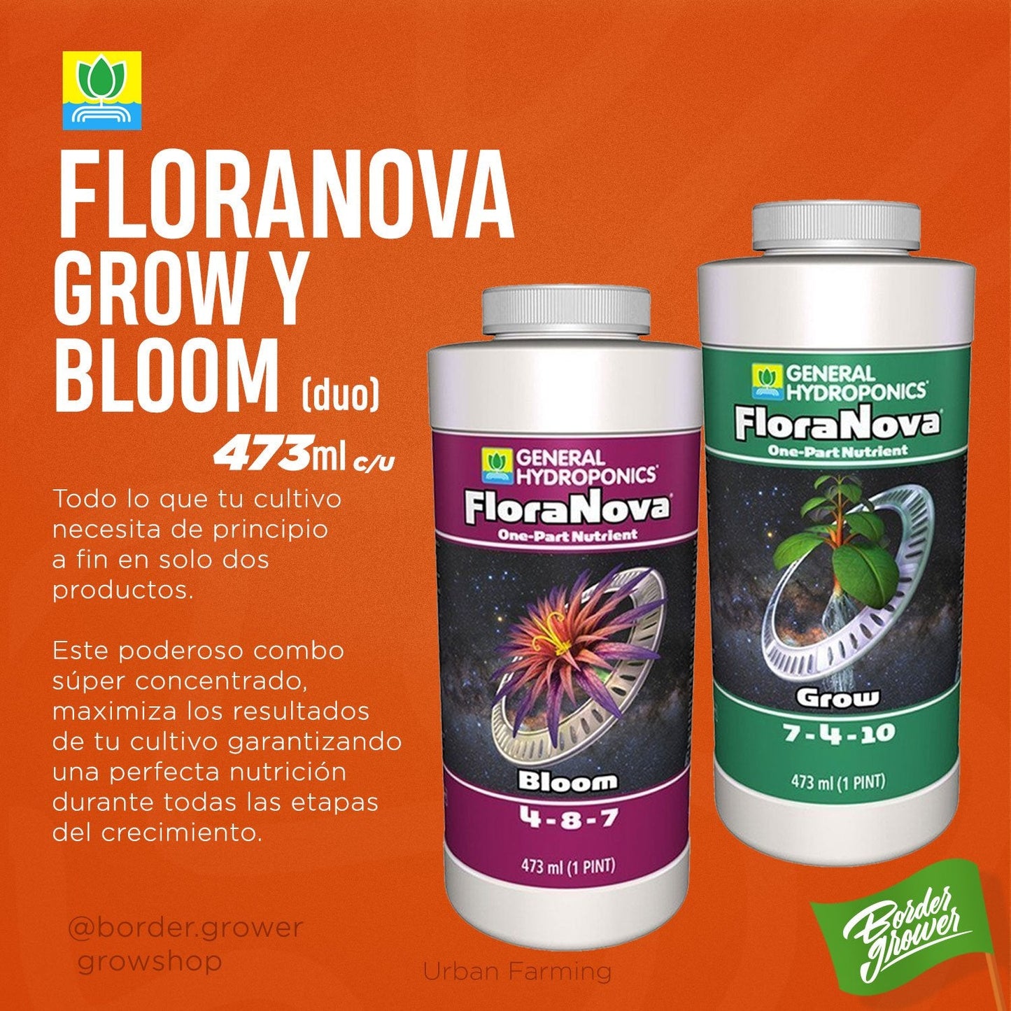 COMBO FLORANOVA GROW + BLOOM Nutrientes Base Para Ciclo Completo Incrementa El Crecimiento Y Producción De Tu Cultivo