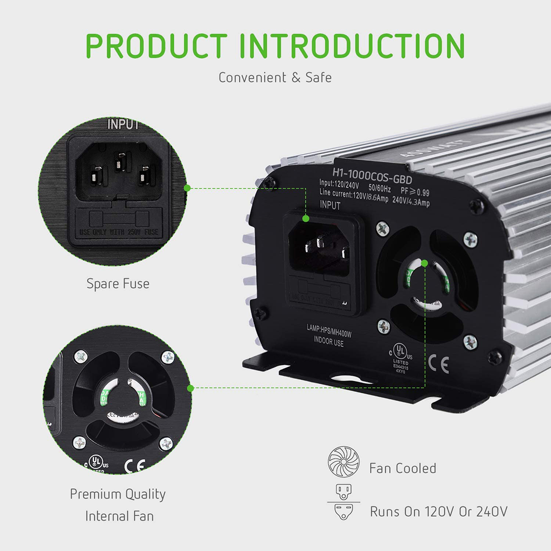 Balastra Electrónica Modulable de 1000W con Abanico