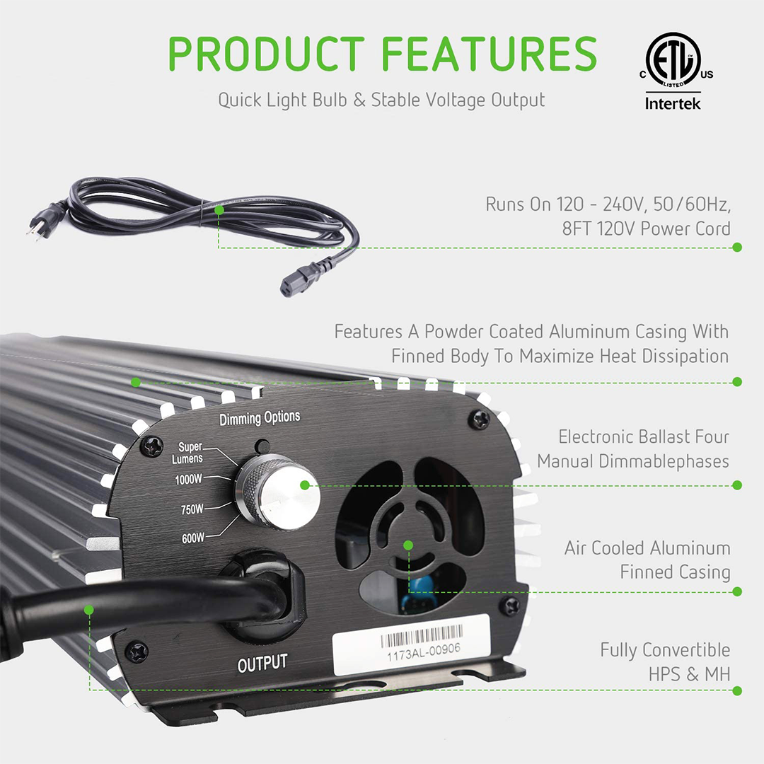 Balastra Electrónica Modulable de 1000W con Abanico