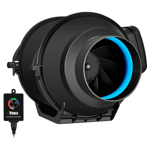 EXTRACTOR/INTRACTOR EN LINEA NEGRO DE 4" CON REGULADOR DE POTENCIA Optimiza El Control De Clima En Tus Cultivos
