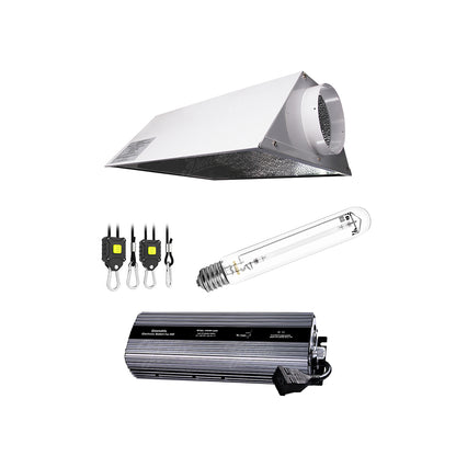 Lámpara de cultivo 600w Bulbo HPS balastra digital con regulador y reflector Air Cool de 6 pulgadas