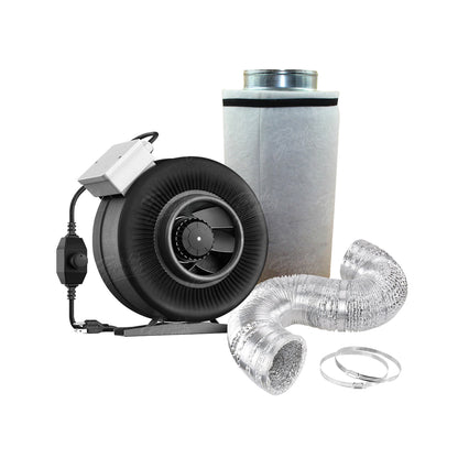 Sistema de control de olor con Filtro 6" x 12", extractor en linea metal rígido y ducto