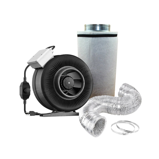 Sistema de control de olor con Filtro 6" x 12", extractor en linea metal rígido y ducto